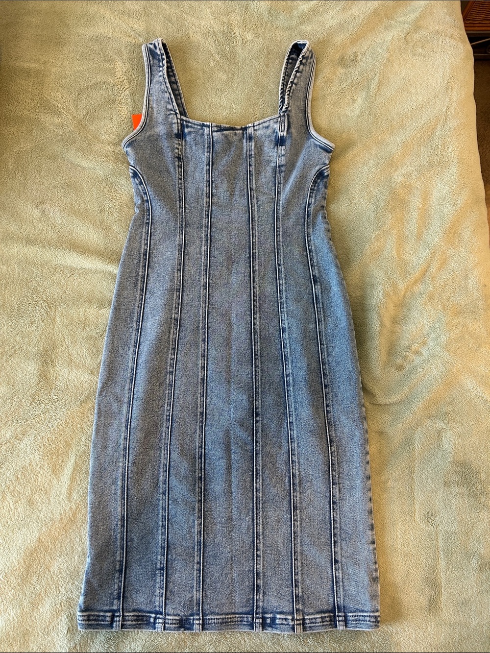 NWT Intempo Blue Midi Sleeveless Square neck Denim Dress size M - Picture 4 of 5